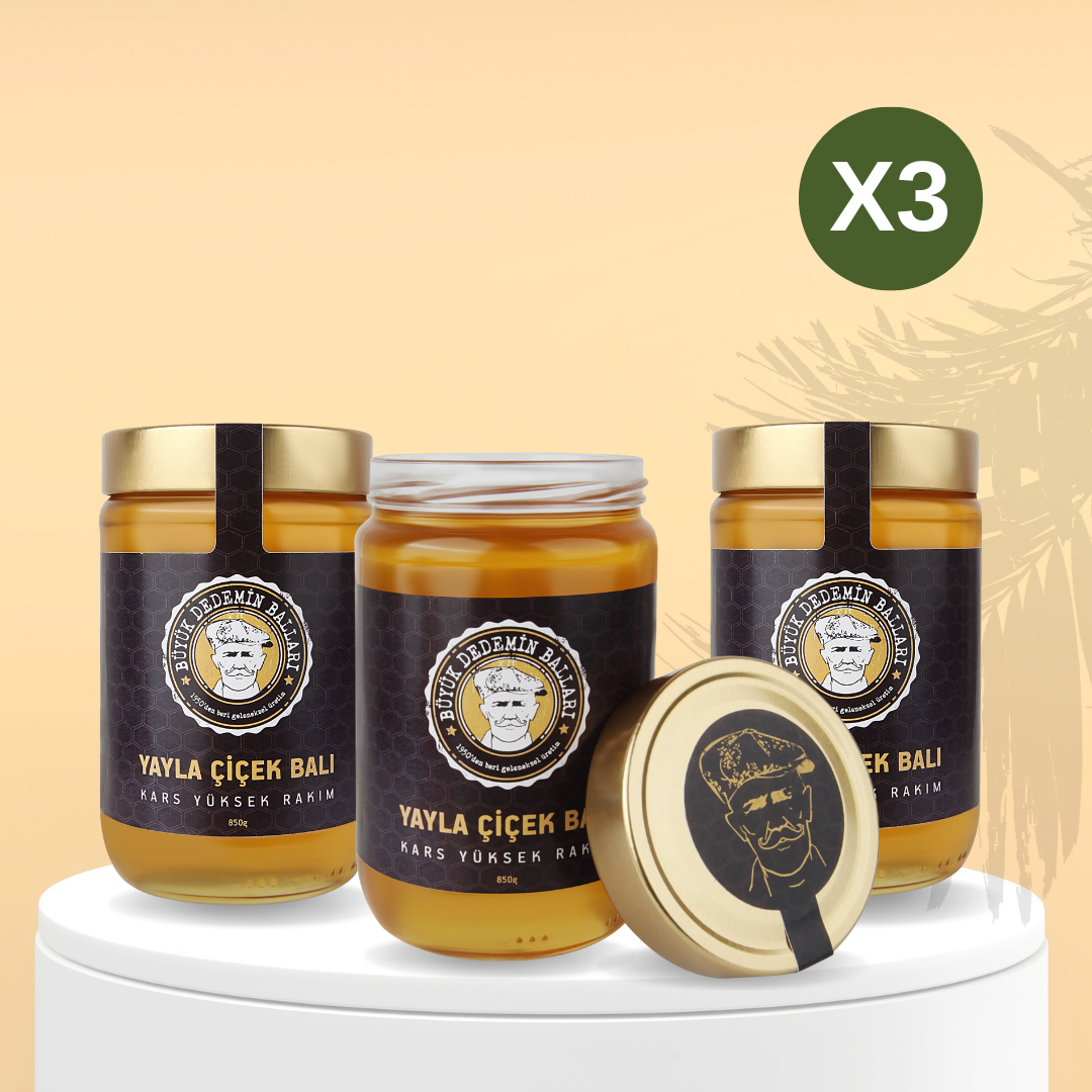 3'lü Kars Yüksek Rakım Yayla Çiçek Balı Net 3 X 850gr 